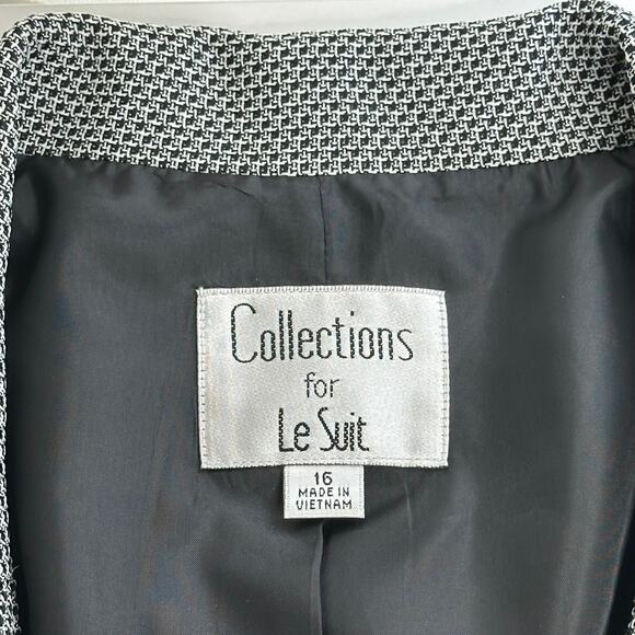 NWT Collections for Le Suit Blazer Suit Jacket Womens Size 16 Career Black/White - Picture 8 of 11